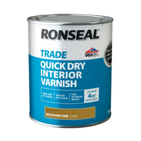 Ronseal Trade Quick Dry Interior Varnish Medium Oak 750ml