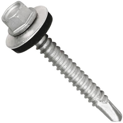 Roofing Screws Length: 20mm Hex Head Self-Drilling ( Pack of: 50 ) Roof Screws with Rubber Sealing Washer, Zinc Plated