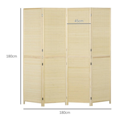 Room Divider 4 Panel Folding Freestanding Privacy Screen Natural