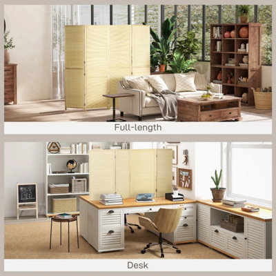 Room Divider 4 Panel Folding Freestanding Privacy Screen Natural