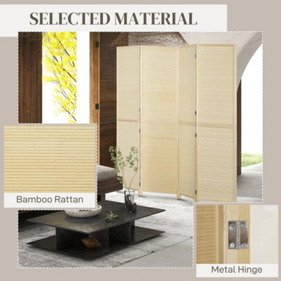 Room Divider 4 Panel Folding Freestanding Privacy Screen Natural