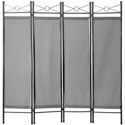 Room Divider Screen - 4-section privacy screen, foldable, 180 x 160 cm - grey