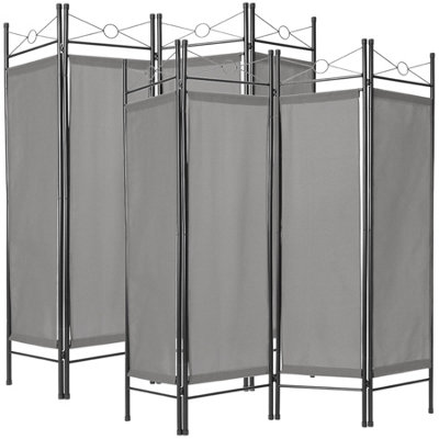 Room Divider Screen Set of 2 - 4-section privacy screen, foldable, 180 x 160 cm - grey