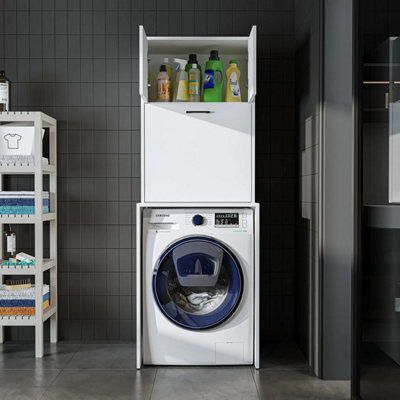 Roomart Luna Washing Machine Cabinet with Built In Laundry Basket and ...