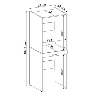 Roomart Tall Washer Dryer Cabinet with Pull Out Shelf White Vertical ...