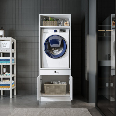 Roomart Washing Machine Cabinet with Pull Out Shelf and Hinged Door ...