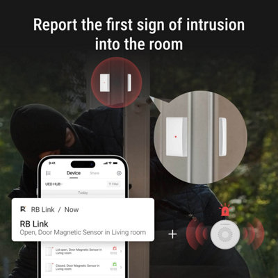 Roombanker AES Door Sensor: Hub Required, Secure Monitoring
