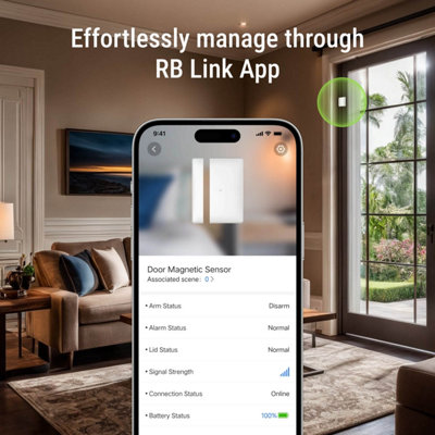 Roombanker AES Door Sensor: Hub Required, Secure Monitoring
