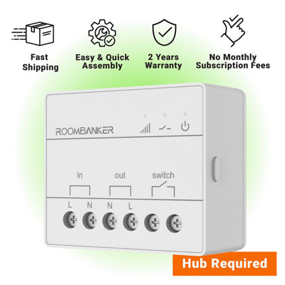 Roombanker High-Voltage Smart Wall Switch - Energy Monitoring & Circuit Protection, Compatible with Standard 86 Box