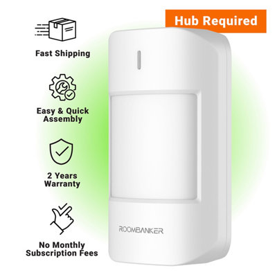 Roombanker PIR Motion Sensor - Long-Range Detection with AES Encryption, Requires Roombanker Security Hub