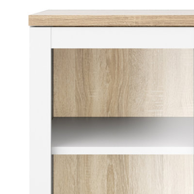 Roomers Display Cabinet Glazed 2 Doors in White and Oak