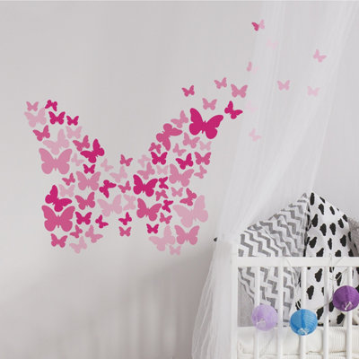 RoomMates Pink Flutter Butterflies Peel & Stick Wall Decals