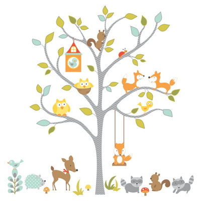 RoomMates Woodland Fox & Friends Tree Peel & Stick Wall Decals