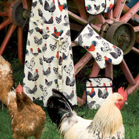 Rooster Animal Print 100% Cotton Apron