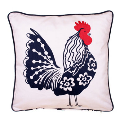 Rooster Animal Print 100% Cotton Filled Cushion
