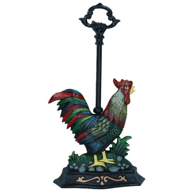 Rooster Cockerel / Chicken Hen Door Stop Cast Iron Doorstop Wedge