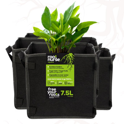 Root Nurse 7.5L Square Fabric Plant Pots - Pack Of 6