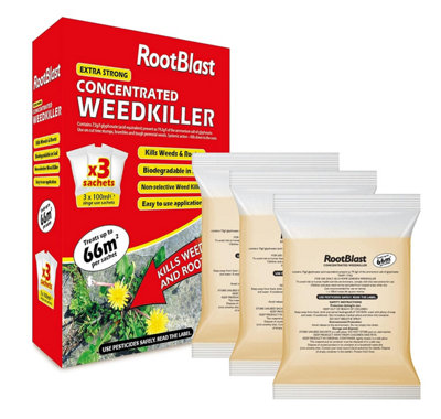 Rootblast Concentrated Weedkiller 3 x 100ml sachets - Glyphosate ...