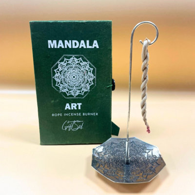Rope Incense & Silver Plated Mandala Holder Set - Aromatic & Spiritual