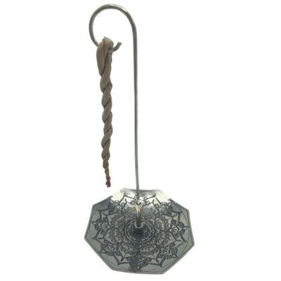 Rope Incense & Silver Plated Mandala Holder Set - Aromatic & Spiritual