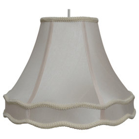 Rope Trim Lightshade with Double Scallop 14 Inch in Ivory Cream Finish