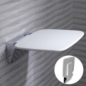 Roper Rhodes Premium Wall Mounted Shower Seat Fold Away Compact Chrome White
