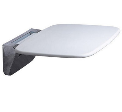 Roper Rhodes Premium Wall Mounted Shower Seat Fold Away Compact Chrome White