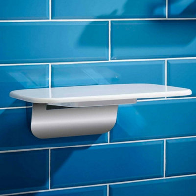 Roper Rhodes Premium Wall Mounted Shower Seat Fold Away Compact Chrome White