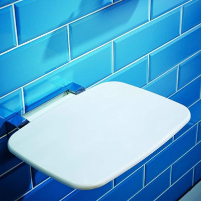 Roper Rhodes Premium Wall Mounted Shower Seat Fold Away Compact Chrome White