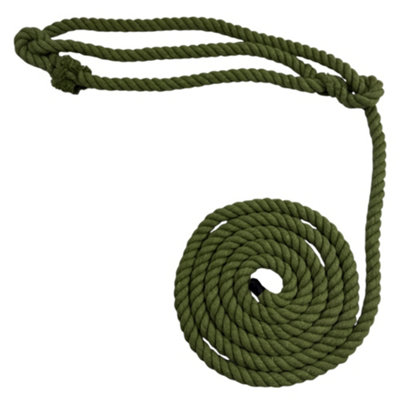 ROPESERVICES UK 12MM GREEN NATURAL COTTON PLAIN ROPE HALTER X 12 FOOT