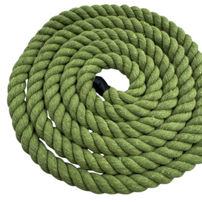 ROPESERVICES UK 12MM GREEN NATURAL COTTON PLAIN ROPE HALTER X 12 FOOT