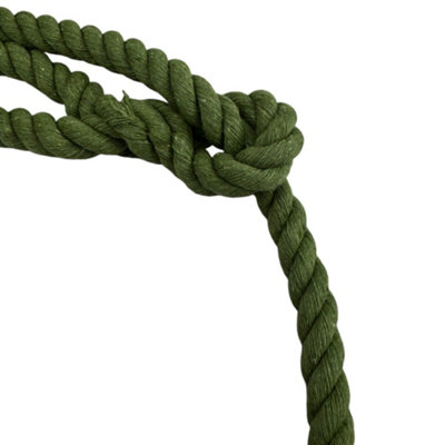 ROPESERVICES UK 12MM GREEN NATURAL COTTON PLAIN ROPE HALTER X 12 FOOT