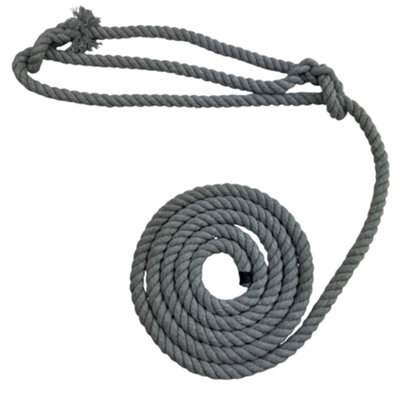 RopeServices UK 12mm Grey Natural Cotton Plain Rope Halter x 8 Foot