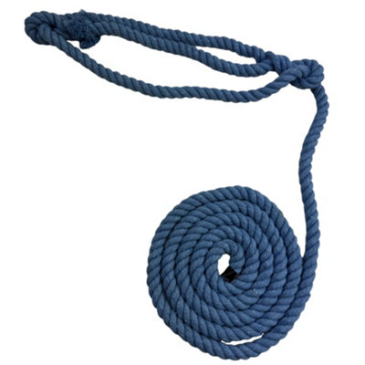 RopeServices UK 12mm Sky Blue Natural Cotton Plain Rope Halter x 8 Foot