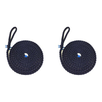 ROPESERVICES UK 2 X 12MM NAVY BLUE 8 STRAND NYLON MOORING ROPES 8 INCH ...