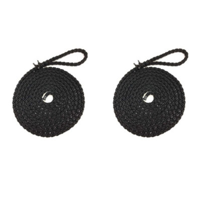 RopeServices UK 2 x 16mm Black 8 Strand Nylon Mooring Ropes 8 Inch Soft ...