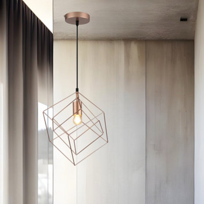 ROSA - CGC Rose Gold Square Cube Metal Pendant Ceiling Light