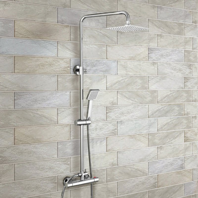 Rosa Dual Control Square Slim Head Thermostatic Shower Mixer & Easy ...