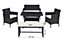 Rosa Rattan Garden Furniture Set Conservatory Patio Outdoor Table Chairs Sofa with Optional Bench, Black 5 Piece