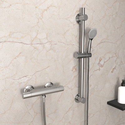 Rosa Round Exposed Thermostatic Shower Mixer Slider Rail Kit