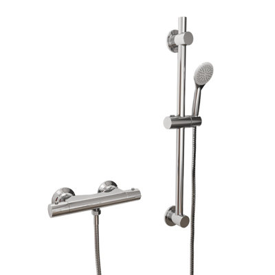 Rosa Round Exposed Thermostatic Shower Mixer Slider Rail Kit - 6
