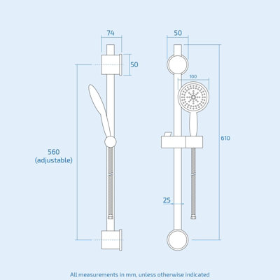 Rosa Round Exposed Thermostatic Shower Mixer Slider Rail Kit - 9