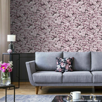 Rosalee Pink Small Flower Roses Muriva Heavyweight Wallpaper 158503