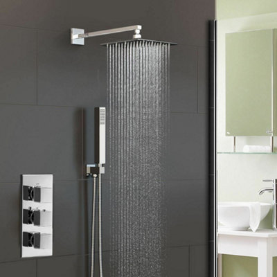 Rose 2 Way Concealed Thermostatic Shower Mixer Valve 200 Slim Overhead ...