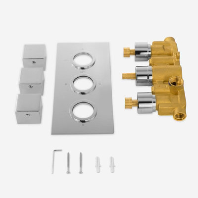 Rose 2 Way Square Concealed Thermostatic Mixer Valve Hand Held Shower Head - 4