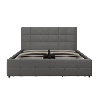 Rose Bed with Storage Fabric Grey, Double