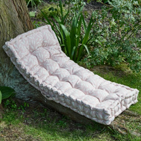 Rose Blush Cotton Leaf Indoor Outdoor Garden Bench Cushion
