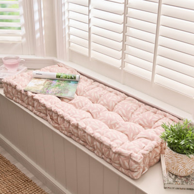Rose Blush Cotton Leaf Indoor Outdoor Garden Bench Pad Cushion