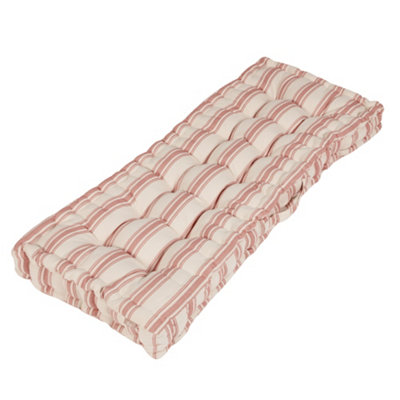 Rose Blush Cotton Stripe Indoor Outdoor Garden Bench Pad Cushion