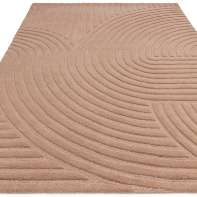 Rose Blush Geometric 10-14mm Thick Stain-Resistant Rug For Bedroom ...
